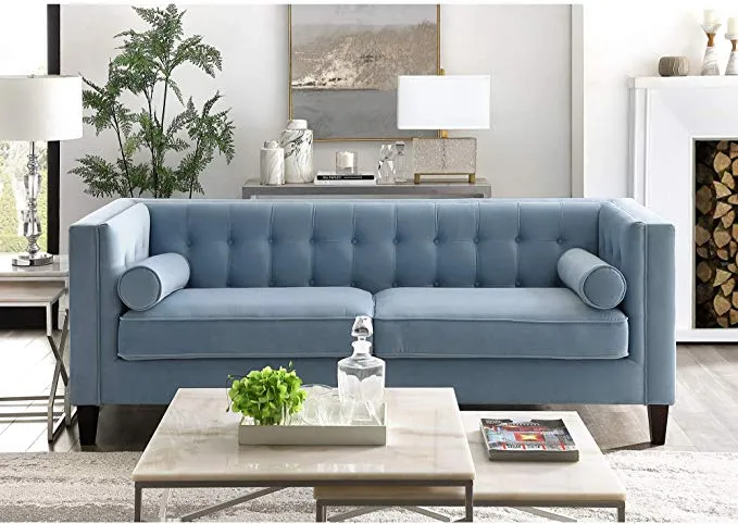 Inspired-Home-Lotte-Slate-Blue-Velvet-Sofa