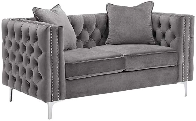 Lorreto-Velvet-Loveseat-Gray