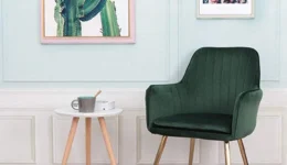 Living-Room-Leisure-Armchair-Velvet-Green-w-Golden-Leg