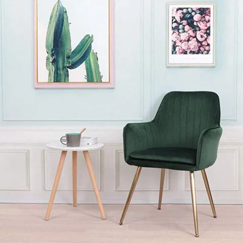 Living-Room-Leisure-Armchair-Velvet-Green-w-Golden-Leg