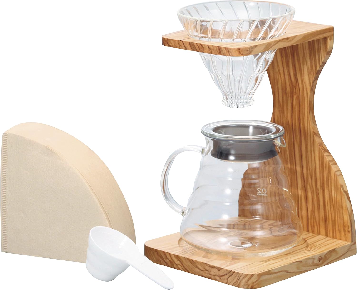 Hario V60 Olive Wood Pour Over Stand Set