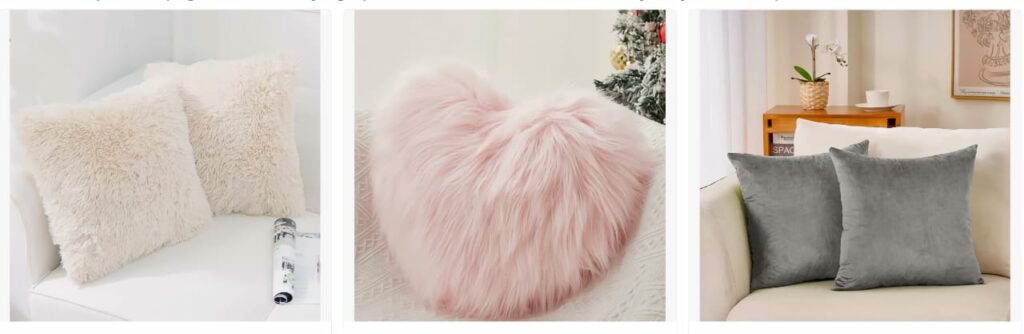 Collection of 3 images of fluffy cushions