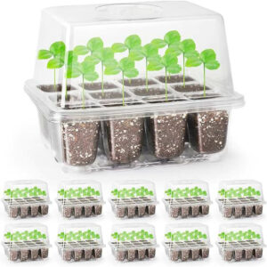 Bonviee 10 Packs Seed Starter Tray with Elevated Lid