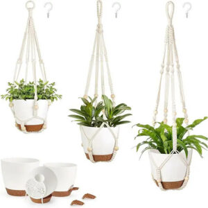 Mkono Macramé Hanging Planter Set