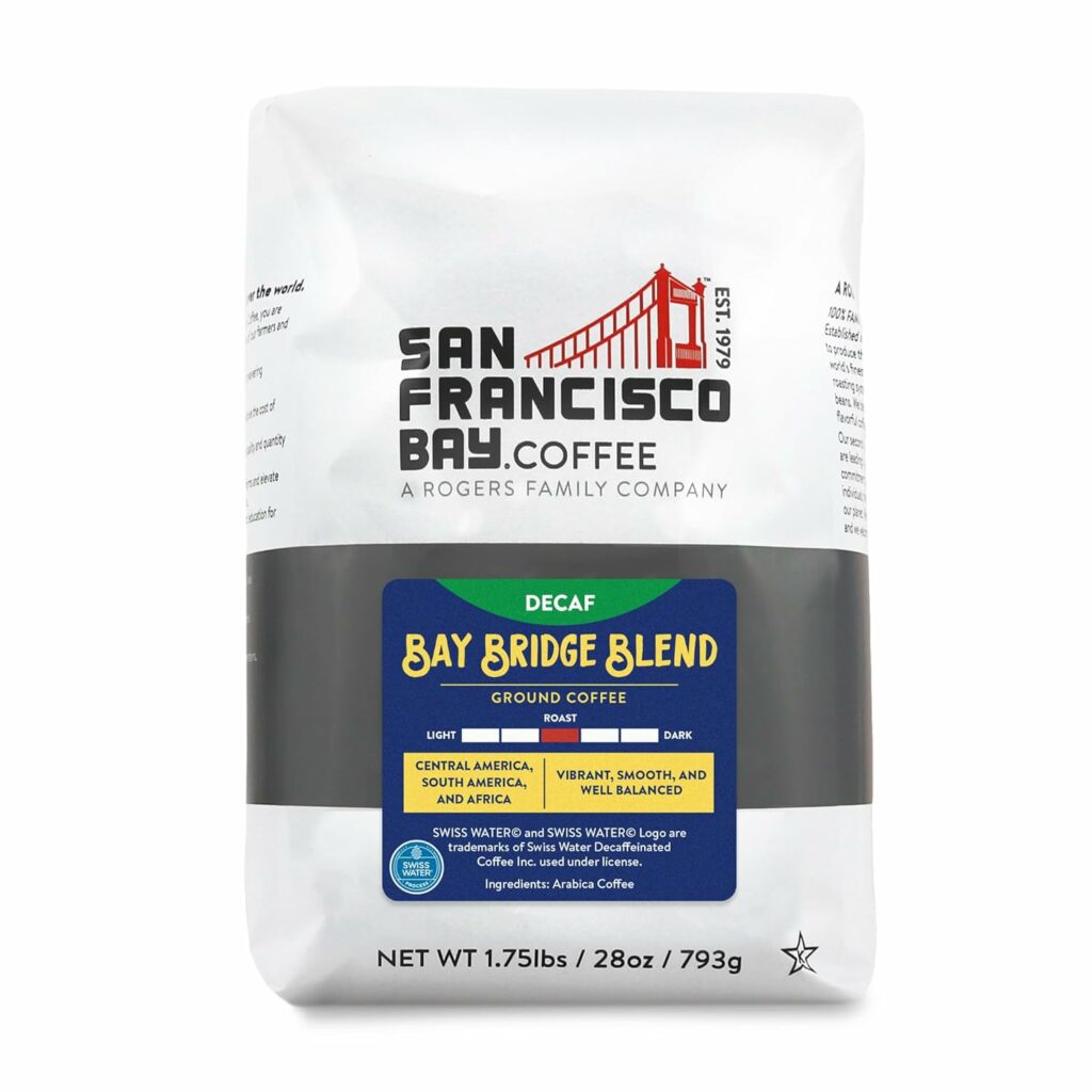 San Francisco Bay Ground Coffee - DECAF Bay Bridge Blend Swiss Water Processed