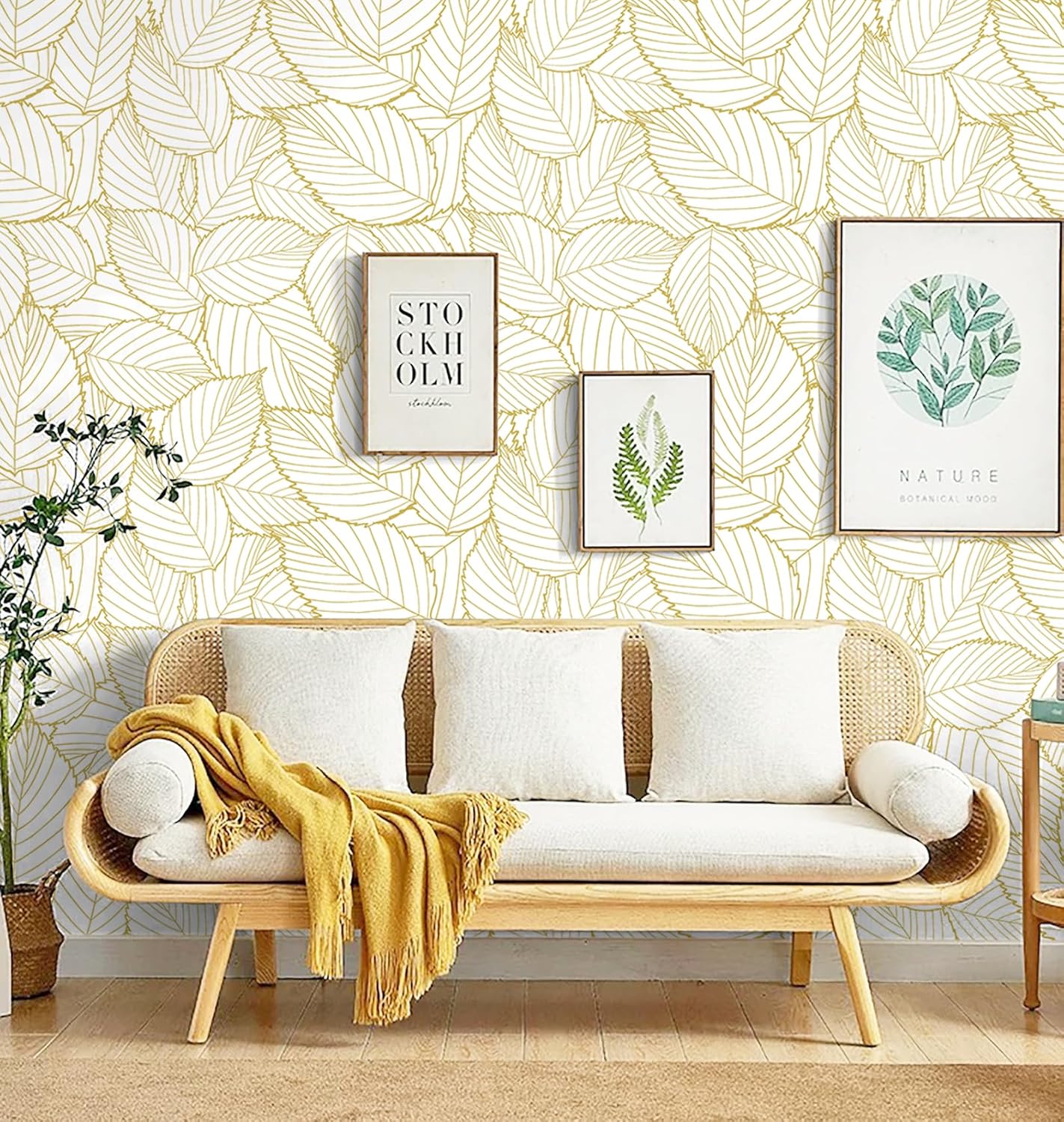 Peel and Stick Wallpaper Gold Contact Paper Leaf